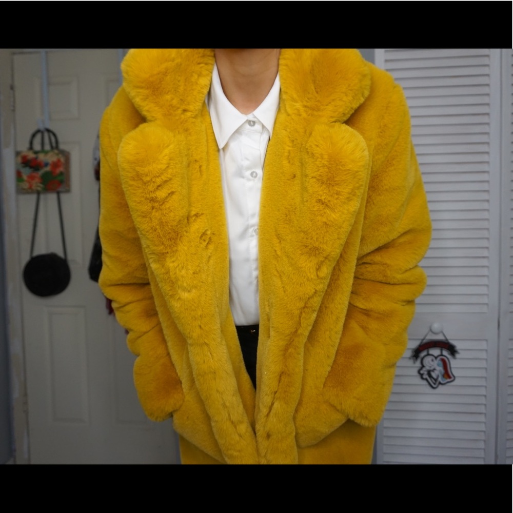 Faux fur gold/mustard yellow winter coat